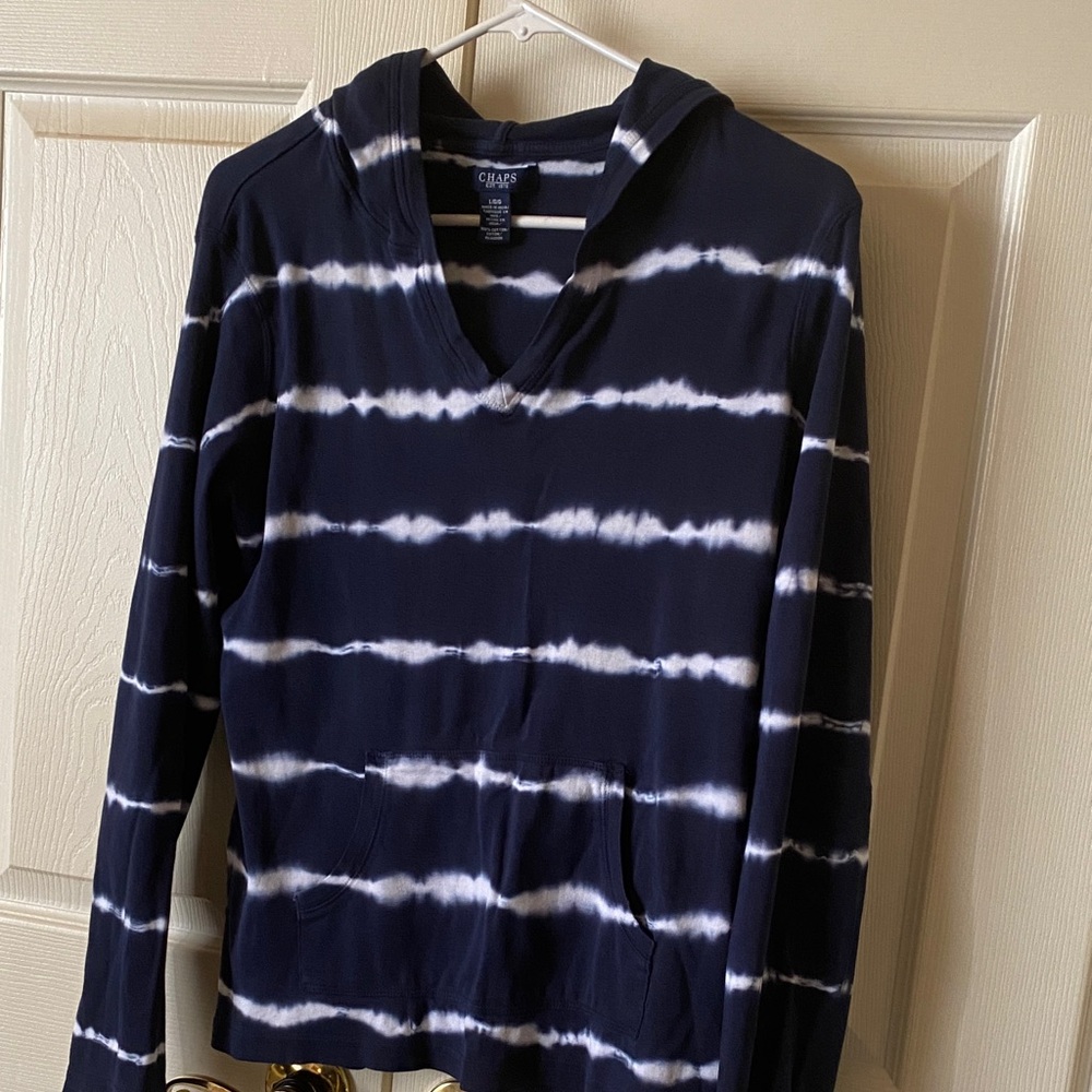 Chaps Navy and White Tie-Dye Hoodie